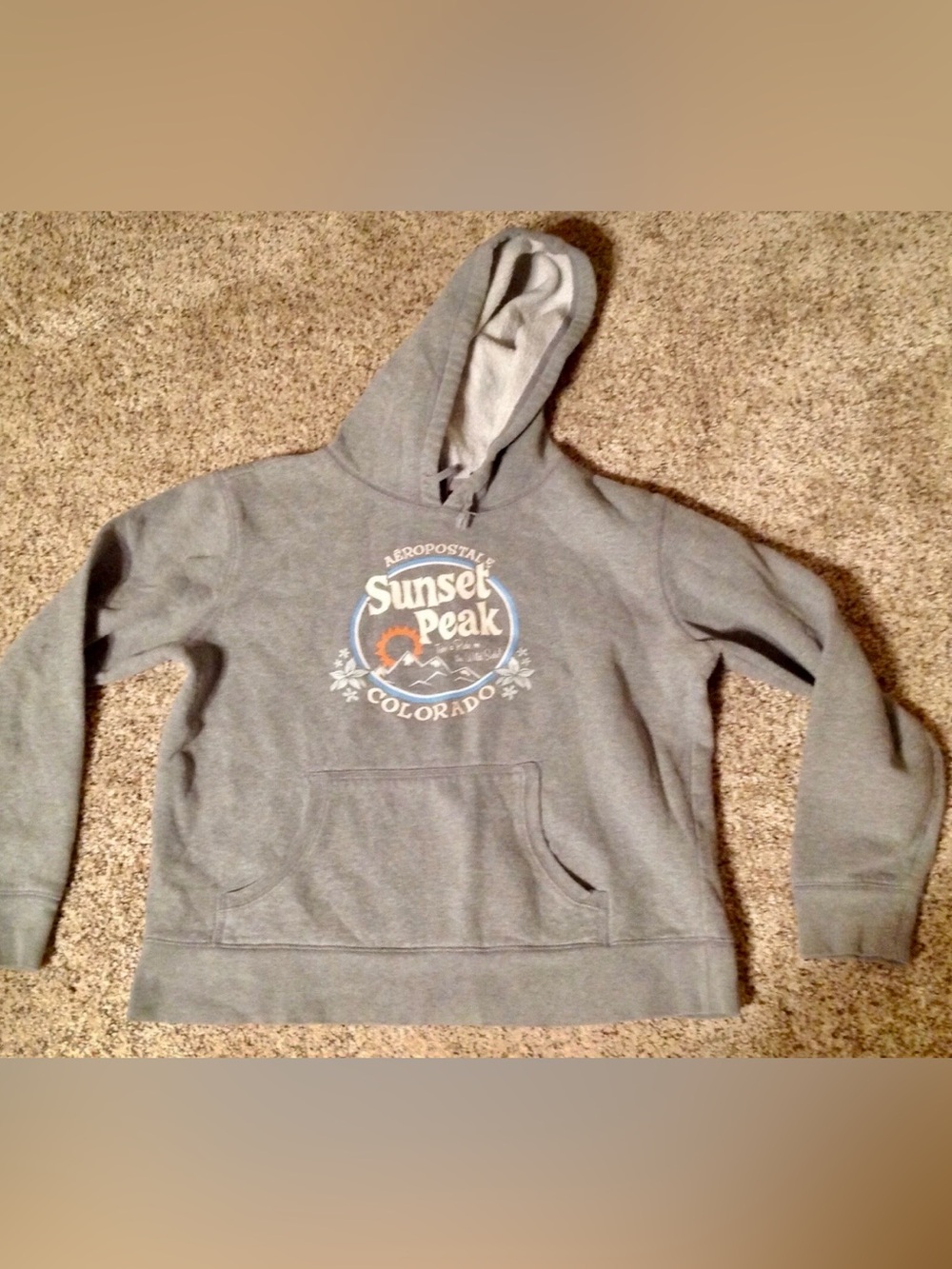 Aeropostale Tomboy Fit Hooded Sweatshirt Gray Girls Size Medium Colorado Hoodie